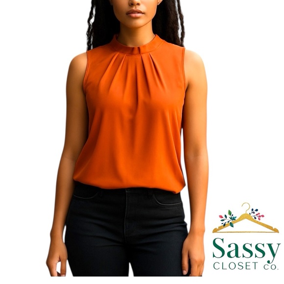 SHEIN Brown Bib Collar Sleeveless Blouse - Picture 1 of 4